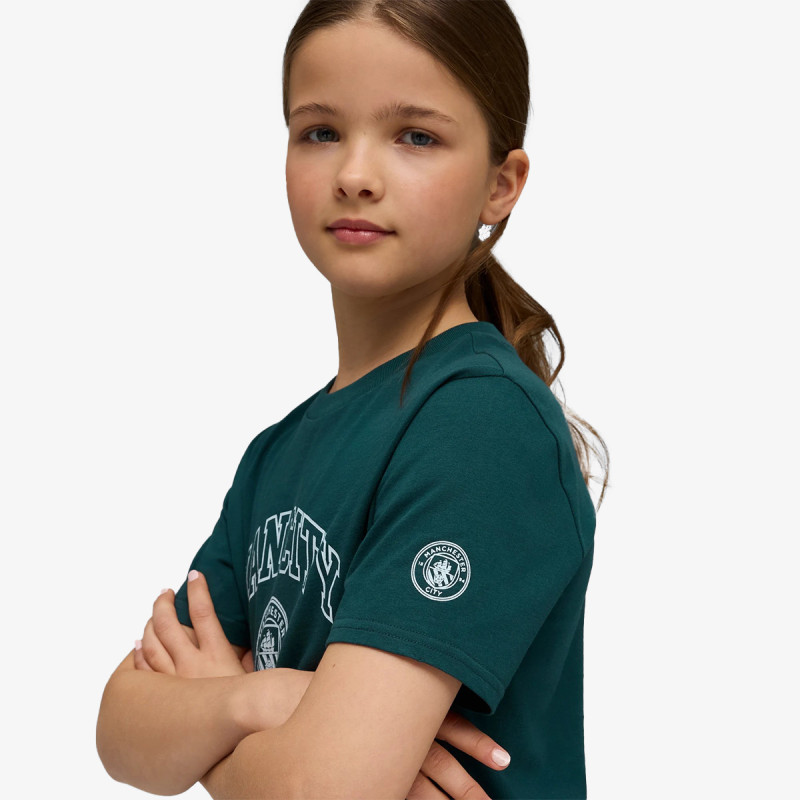 Puma MCFC FtblCulture Tee Jr Green Terrain-Se 