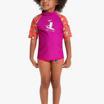 SPEEDO GIRLS DIGITAL SHORT SLEEVE RASH TOP SET 